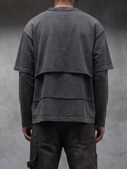Мъжка сива Oversized блуза с дълъг ръкав