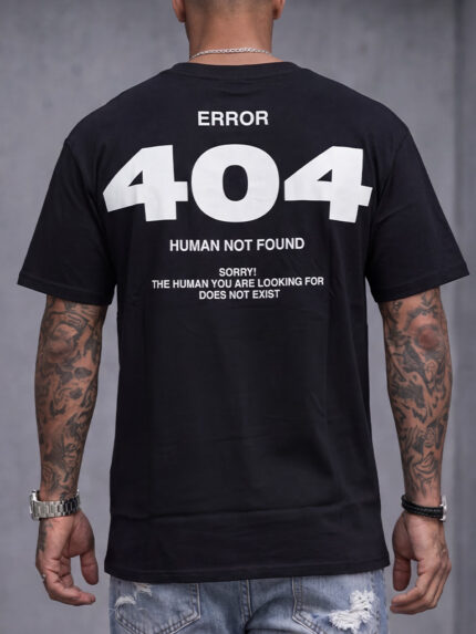 Мъжка тениска в черен цвят с принт "404"