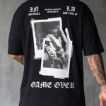 Мъжка тениска в бял цвят с принт отпред и на гърба "Game Over"