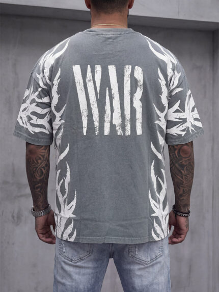 Мъжка светло сива тениска "WAR"