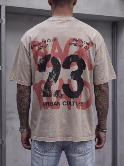 Мъжка бежова тениска с принт "Urban Culture"