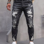 Мъжки черни дълги дънки с декоративни разкъсвания "Skinny Fit" (Копие)