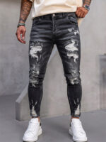 Мъжки черни дълги дънки с декоративни разкъсвания "Skinny Fit" (Копие)